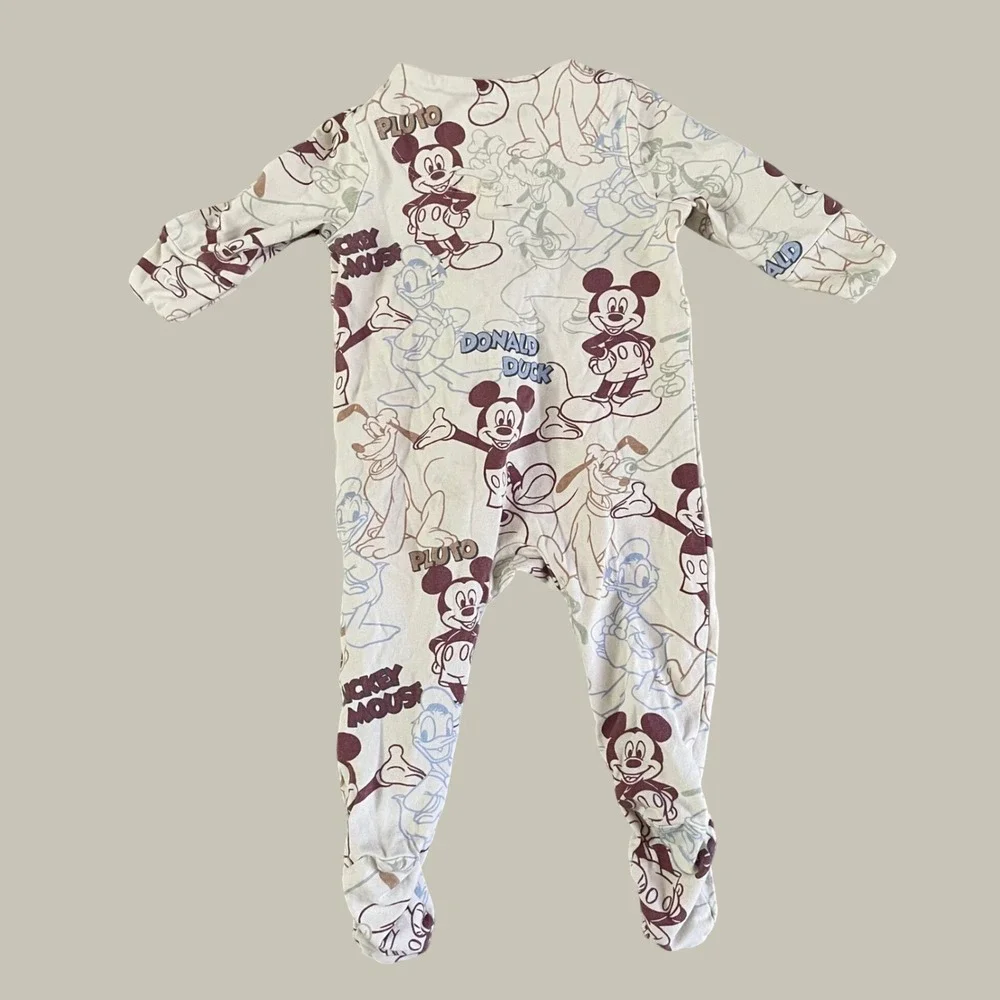 Disney Cotton:On Baby 0-3M Mickey Donald Goofy Footie Sleeper 1 piece Bodysuit